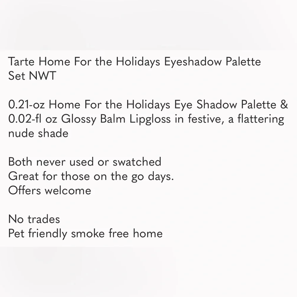 Tarte Home For the Holidays Eyeshadow Palette Set NWT